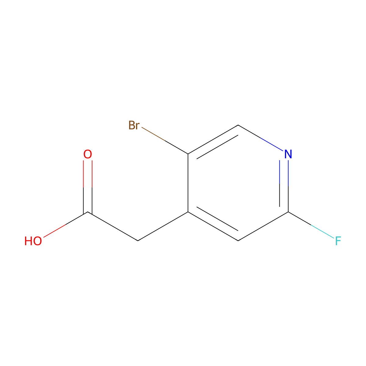 2-(5-Bromo-2-fluoropyridin-4-yl)acetic acid molecular structure, CAS 1227593-12-5