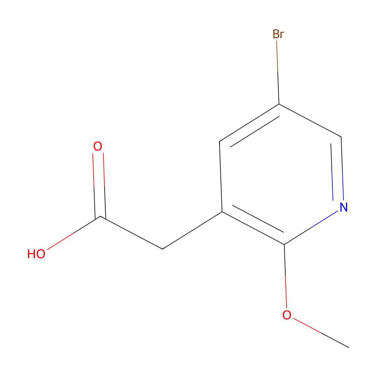2-(5-Bromo-2-methoxypyridin-3-yl)acetic acid molecular structure, CAS 1227593-20-5
