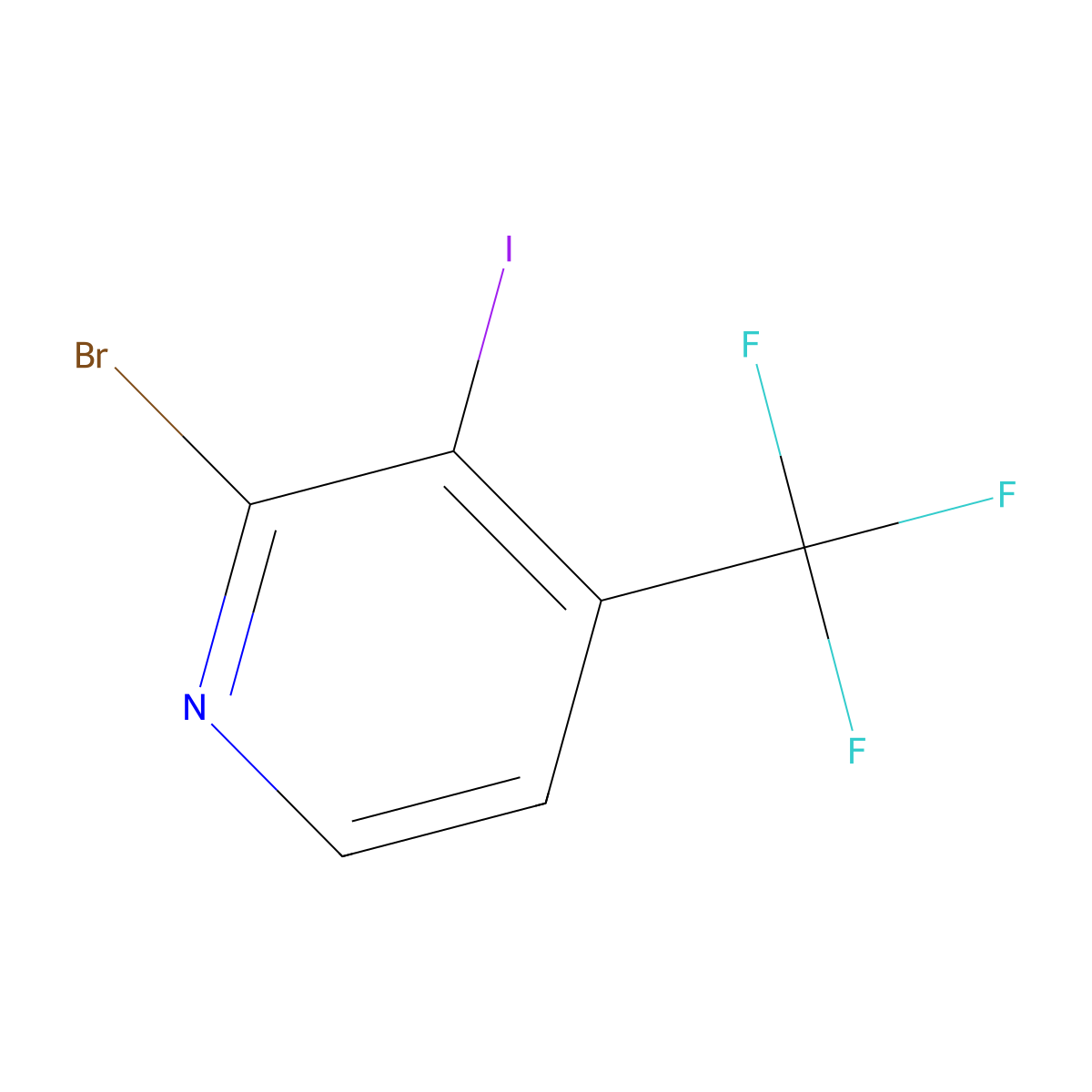 2-Bromo-3-iodo-4-(trifluoromethyl)pyridine molecular structure, CAS 1227593-50-1