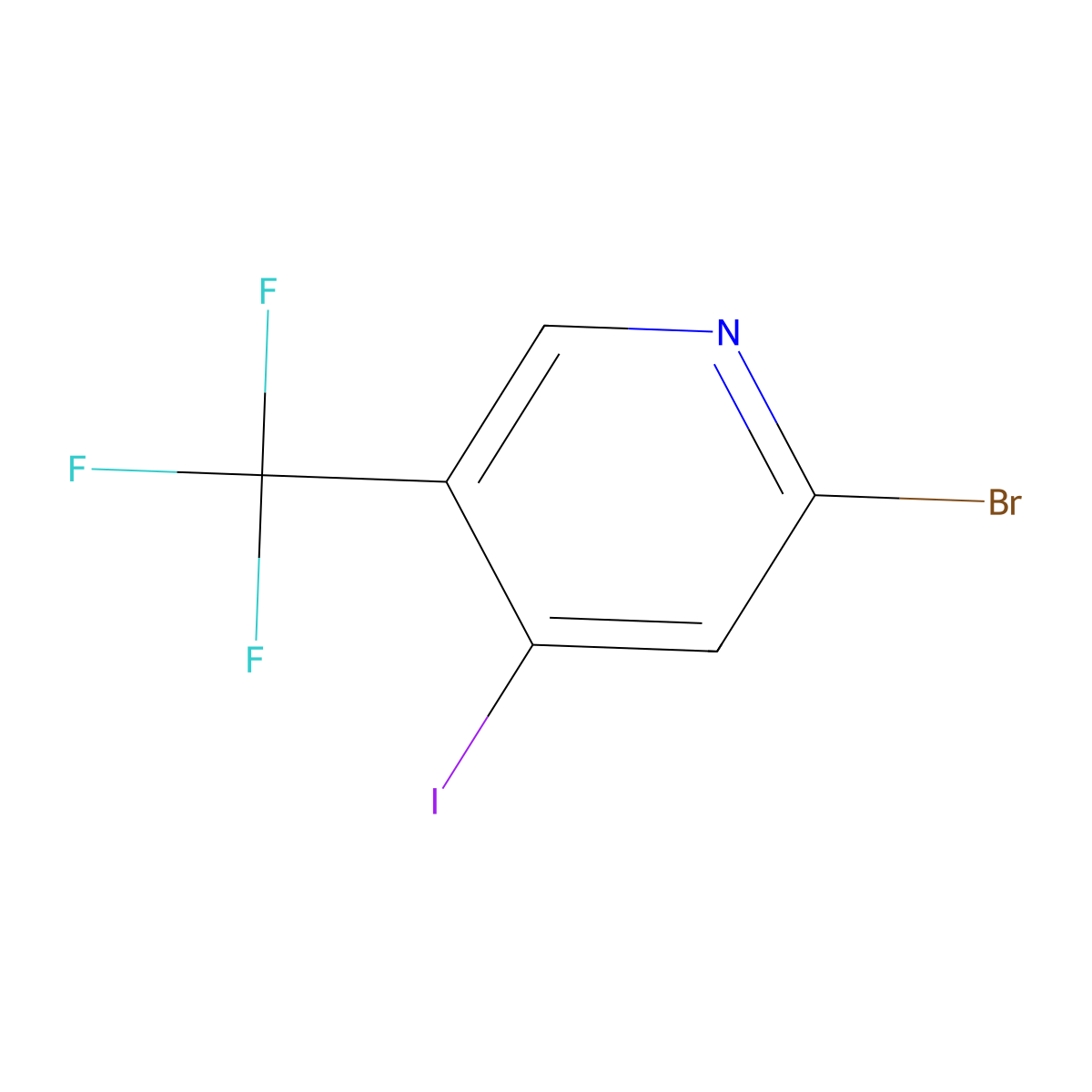 2-Bromo-4-iodo-5-(trifluoromethyl)pyridine molecular structure, CAS 1227593-55-6