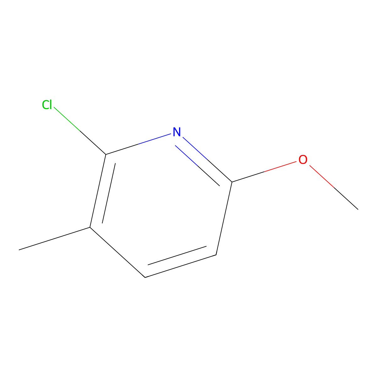 2-Chloro-6-methoxy-3-methylpyridine molecular structure, CAS 1227593-81-8