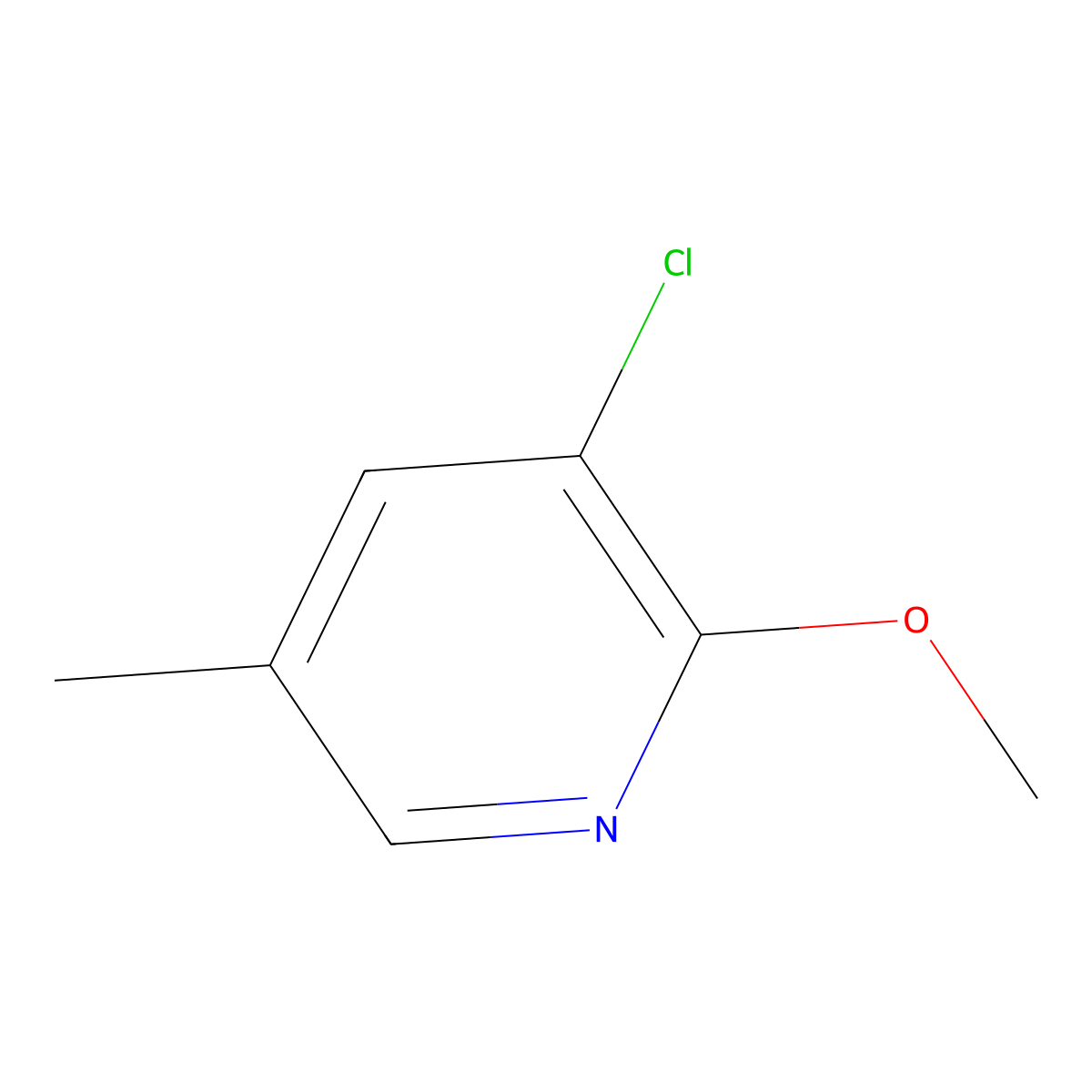 3-Chloro-2-methoxy-5-methylpyridine molecular structure, CAS 1227593-86-3