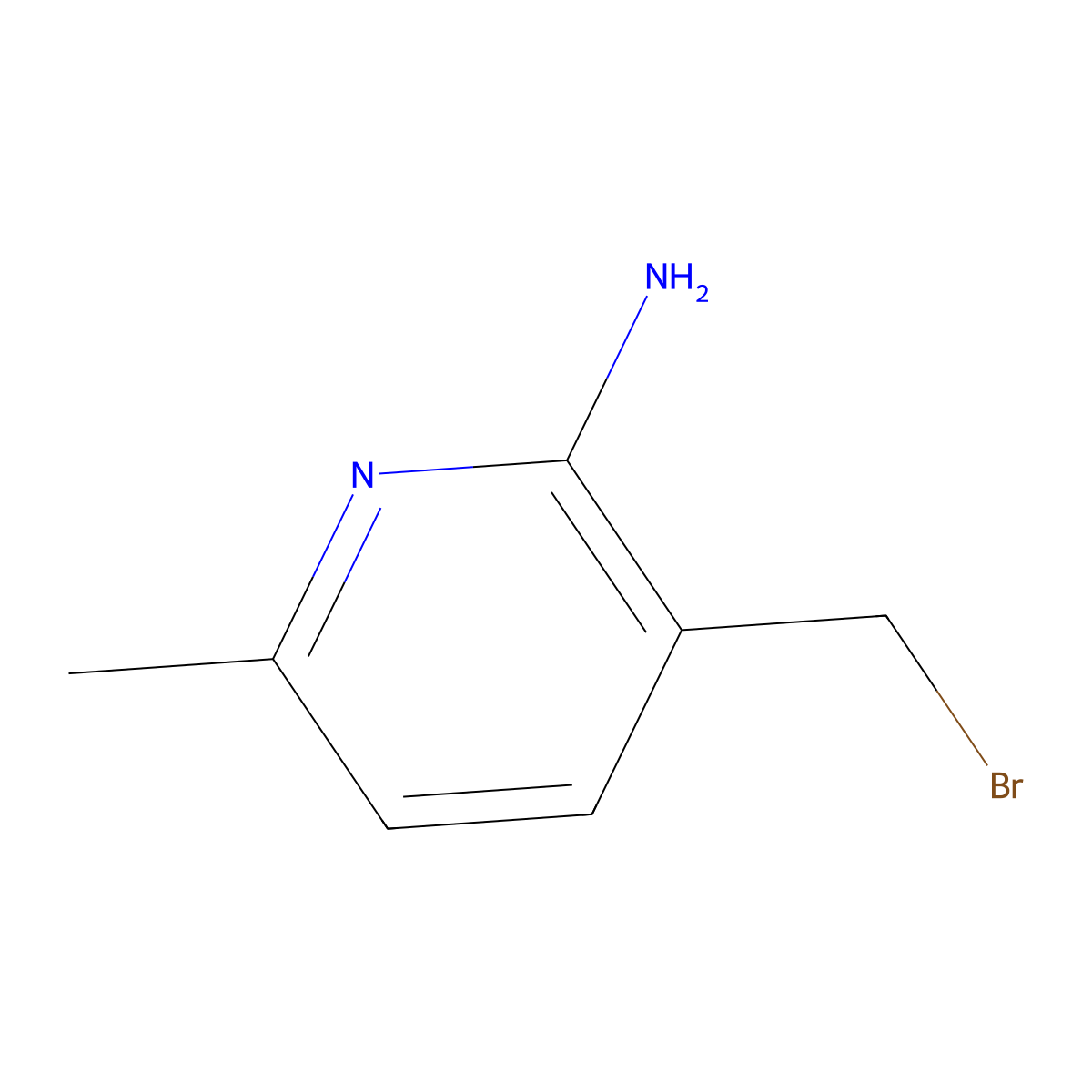 3-(Bromomethyl)-6-methylpyridin-2-amine molecular structure, CAS 1227595-10-9
