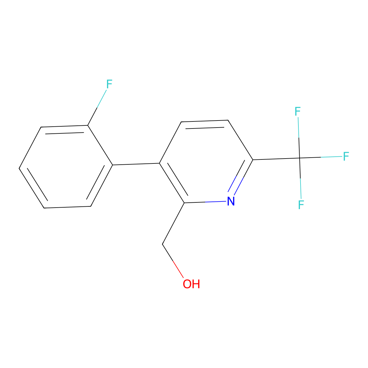 3-(2-Fluorophenyl)-6-(trifluoromethyl)-2-pyridinemethanol molecular structure, CAS 1227595-98-3