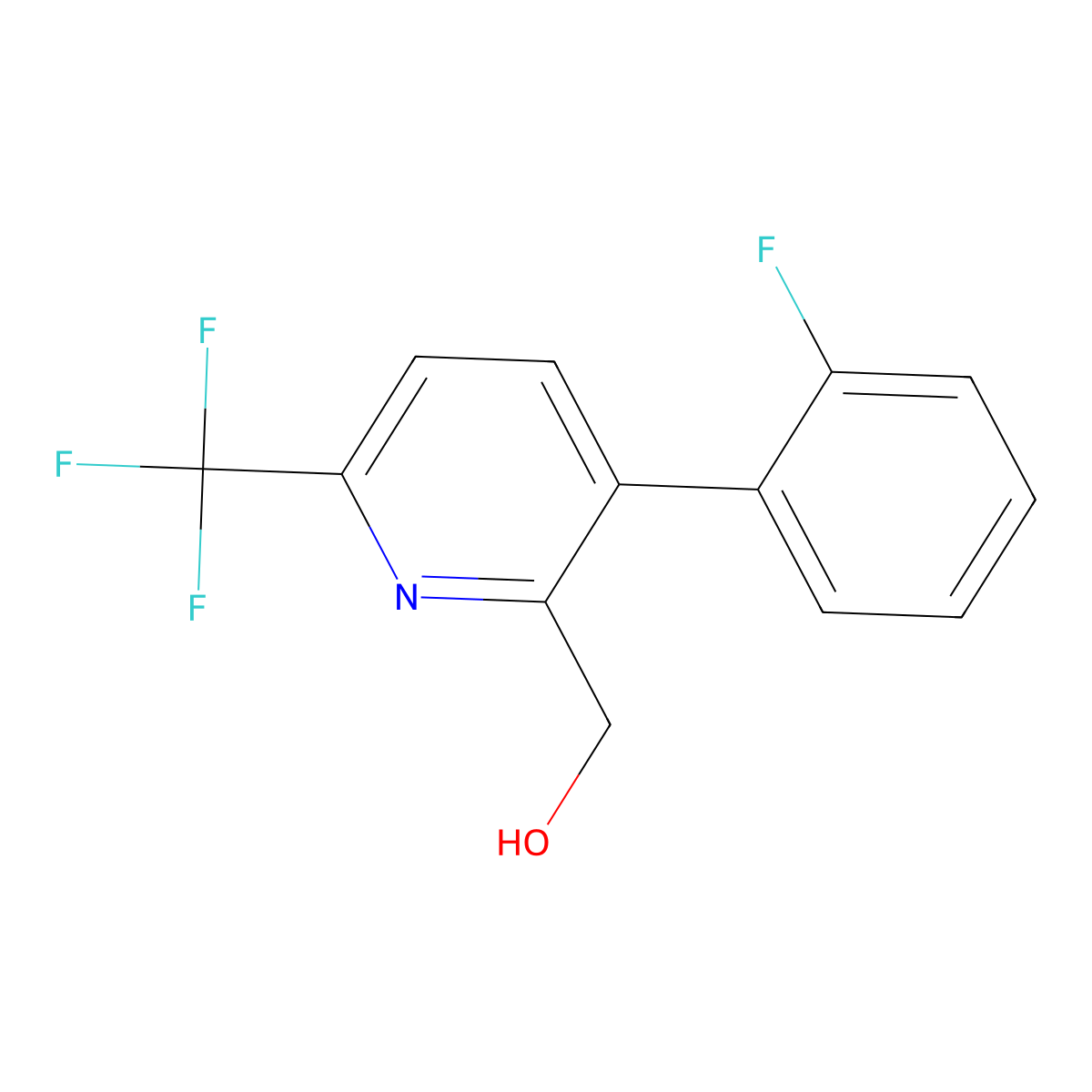 3-(2-Fluorophenyl)-6-(trifluoromethyl)-2-pyridinemethanol molecular structure, CAS 1227595-98-3