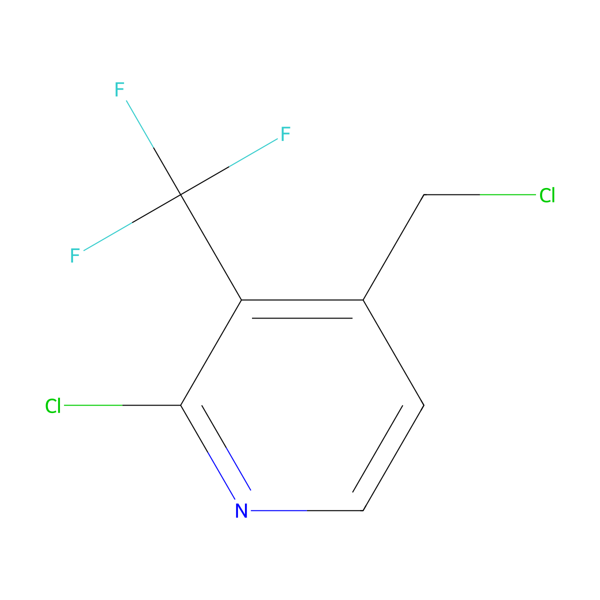 2-Chloro-4-(chloromethyl)-3-(trifluoromethyl)pyridine molecular structure, CAS 1227596-03-3