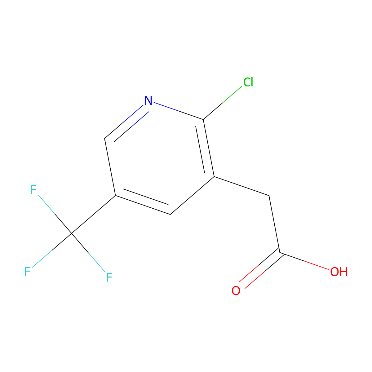 2-Chloro-5-(trifluoromethyl)pyridine-3-acetic acid molecular structure, CAS 1227596-13-5