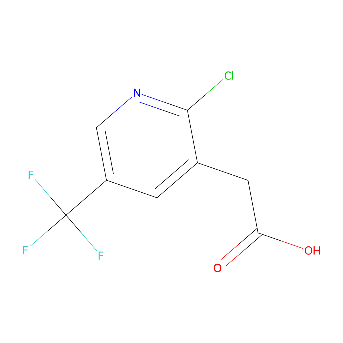 2-Chloro-5-(trifluoromethyl)pyridine-3-acetic acid molecular structure, CAS 1227596-13-5