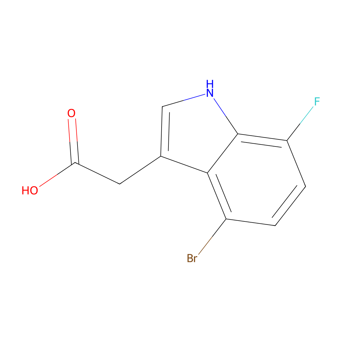 2-(4-Bromo-7-fluoro-1H-indol-3-yl)acetic acid molecular structure, CAS 1227598-12-0