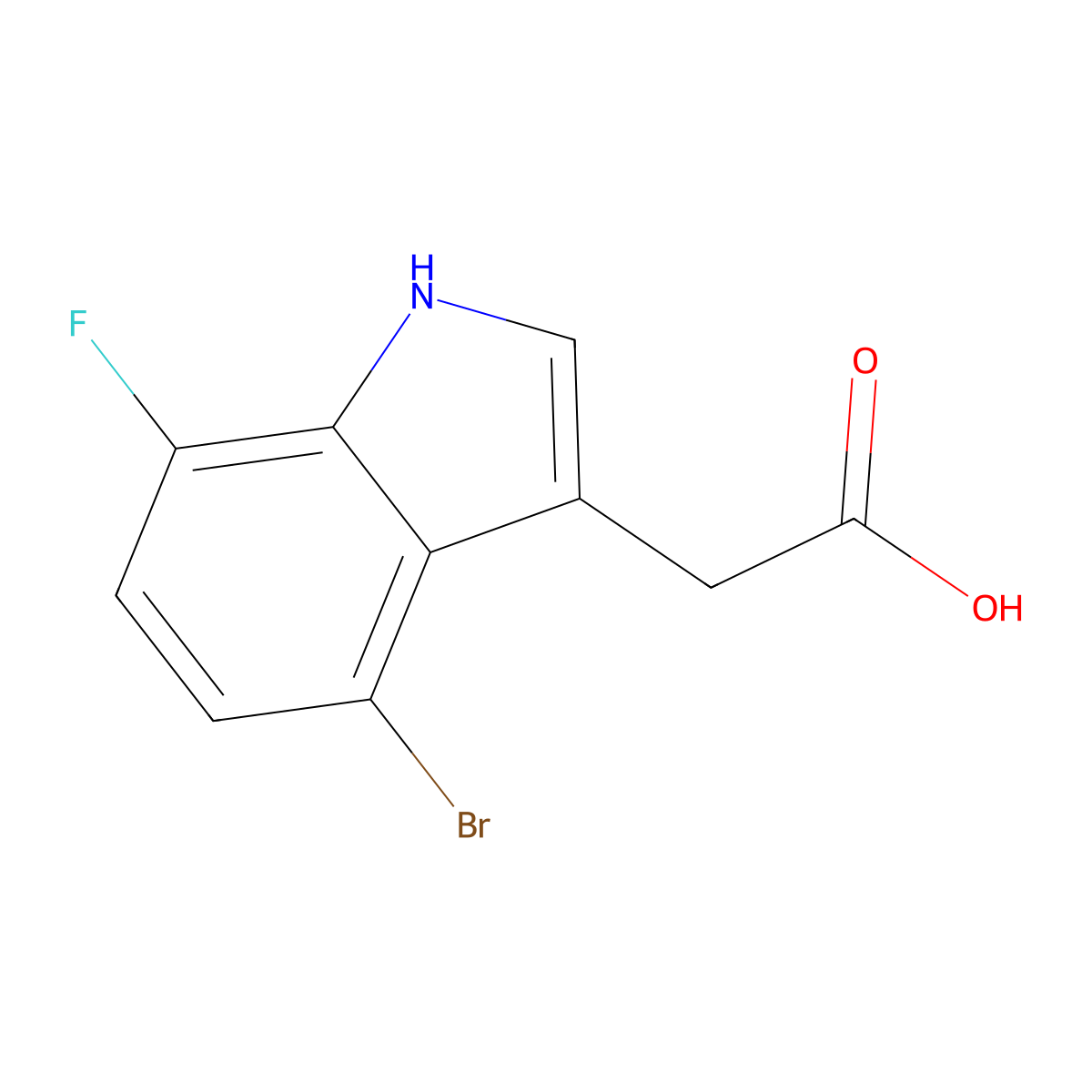 2-(4-Bromo-7-fluoro-1H-indol-3-yl)acetic acid molecular structure, CAS 1227598-12-0