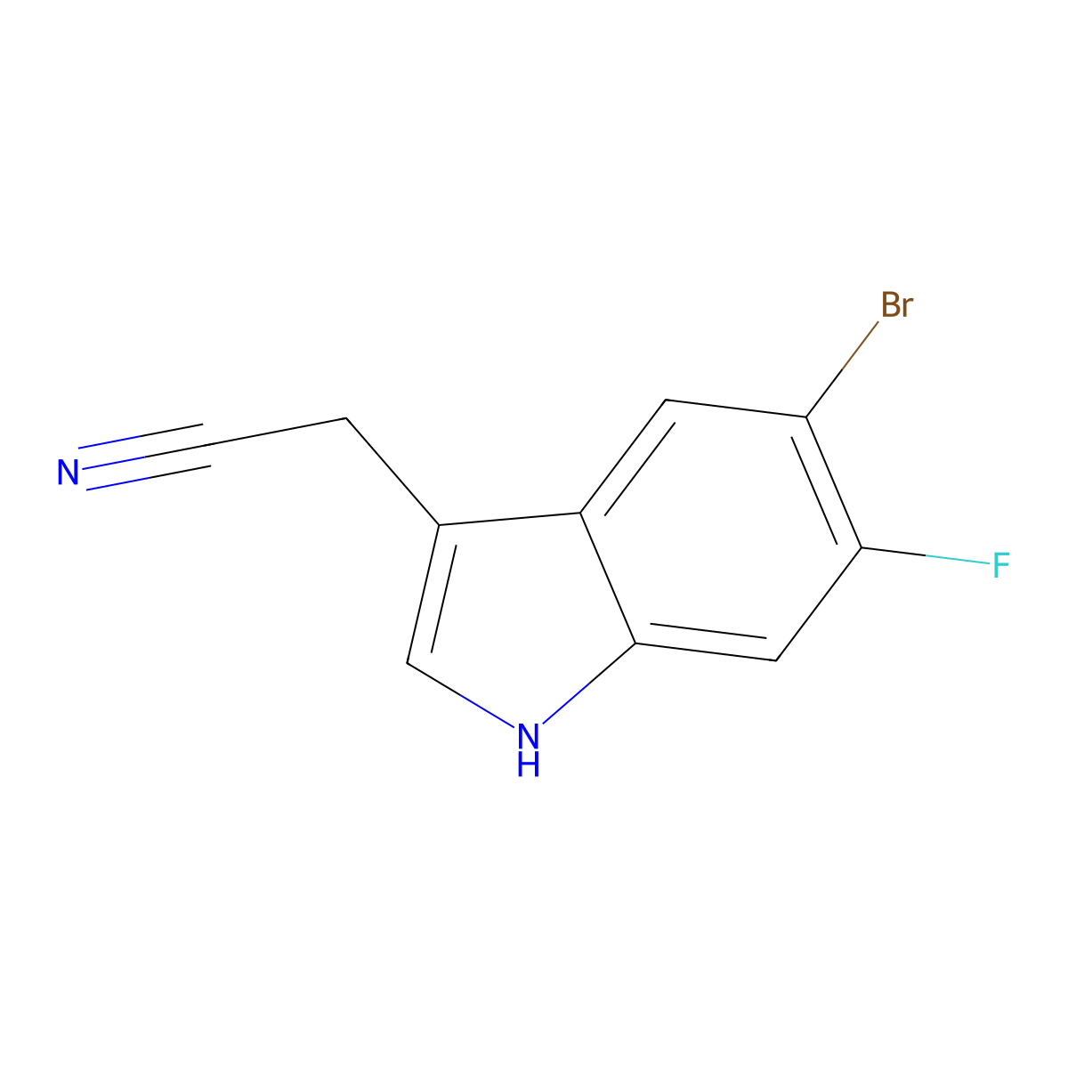 2-(5-Bromo-6-fluoro-1H-indol-3-yl)acetonitrile molecular structure, CAS 1227598-56-2