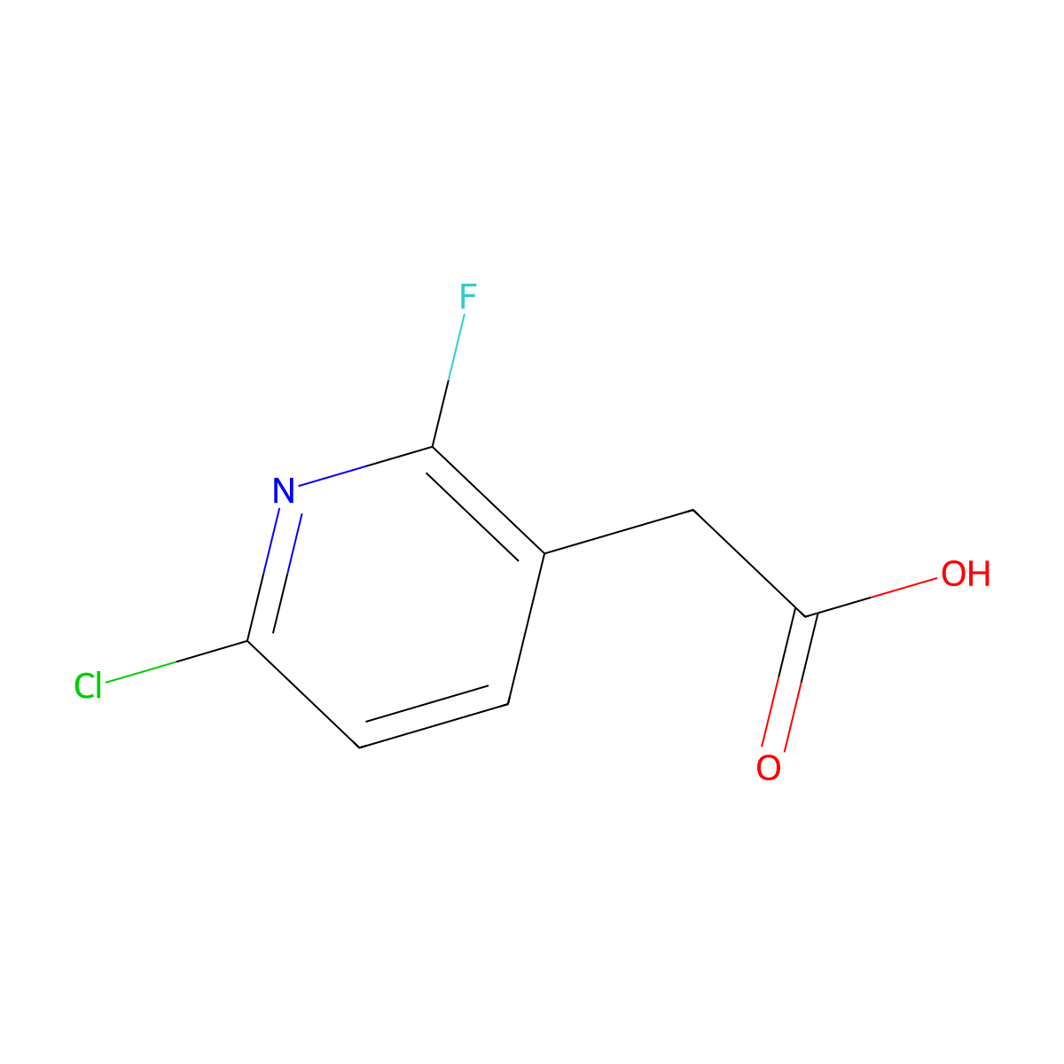 2-(6-Chloro-2-fluoropyridin-3-yl)acetic acid molecular structure, CAS 1227598-64-2