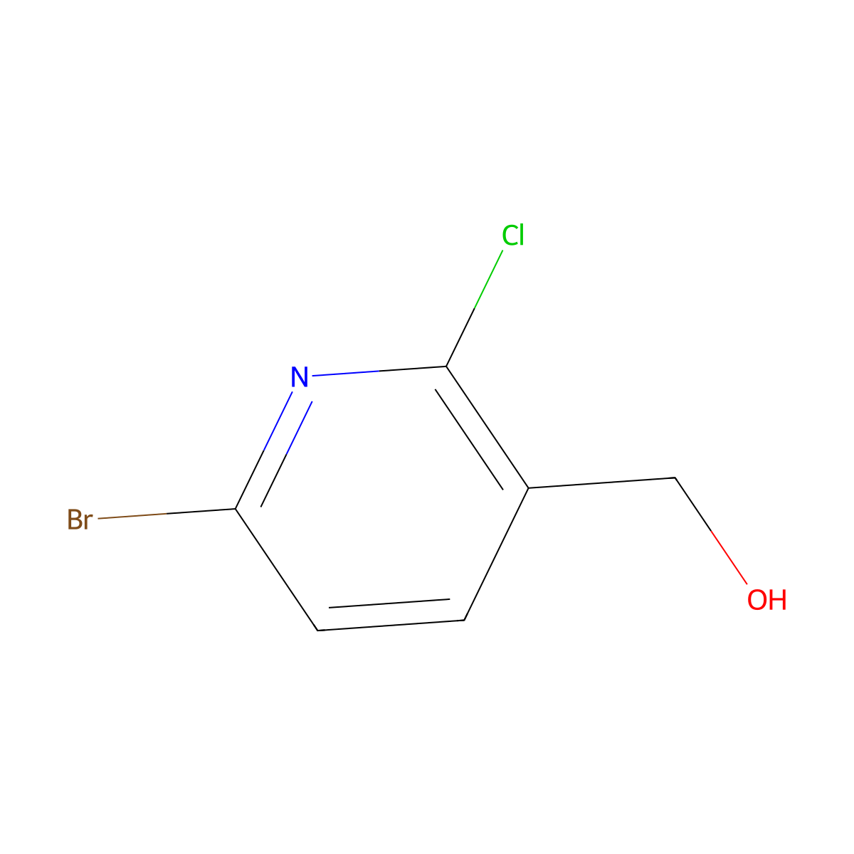 (6-Bromo-2-chloropyridin-3-yl)methanol molecular structure, CAS 1227599-35-0