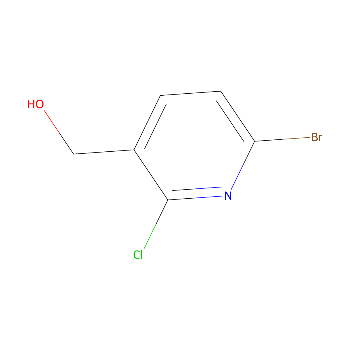 (6-Bromo-2-chloropyridin-3-yl)methanol molecular structure, CAS 1227599-35-0