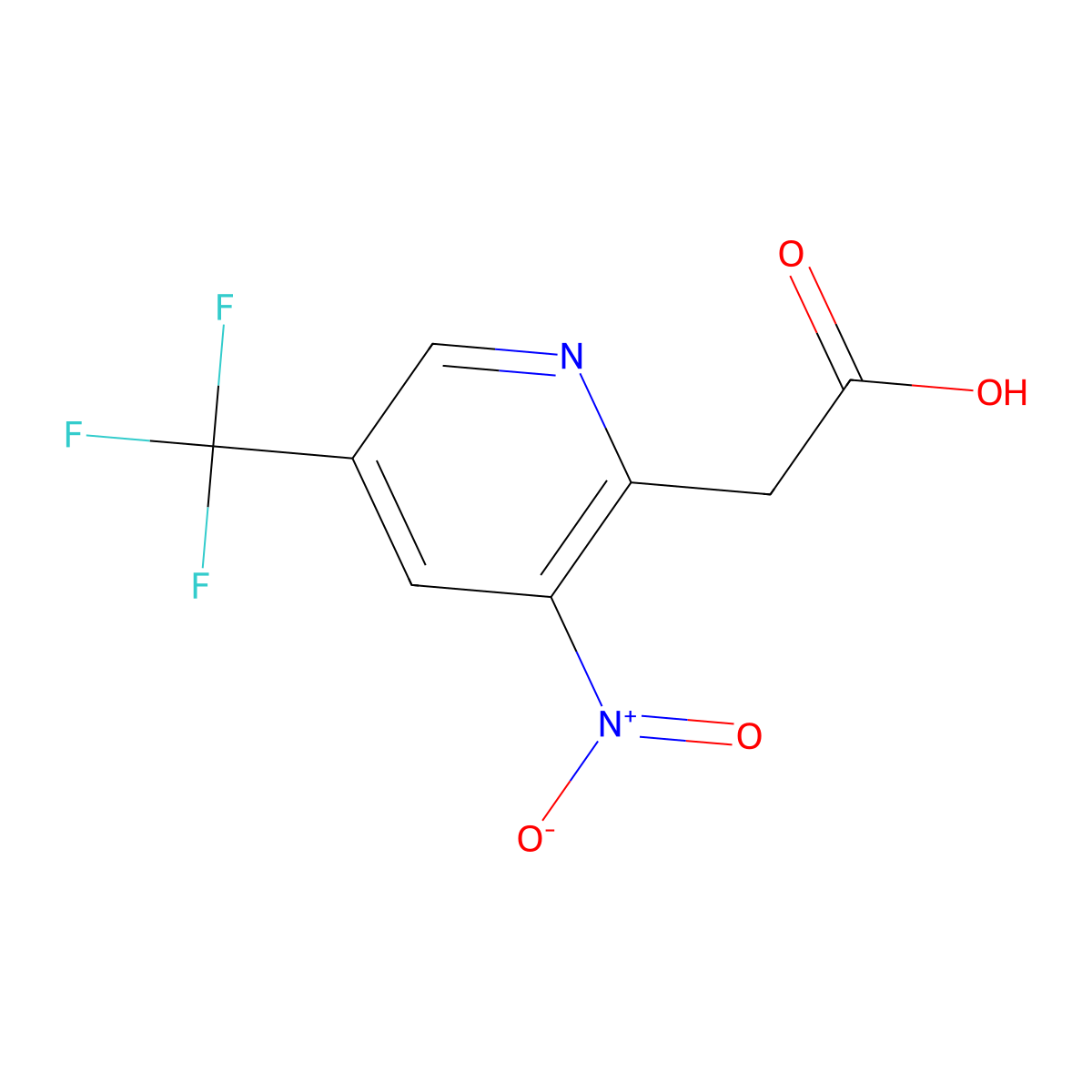3-Nitro-5-(trifluoromethyl)pyridine-2-acetic acid molecular structure, CAS 1227599-60-1