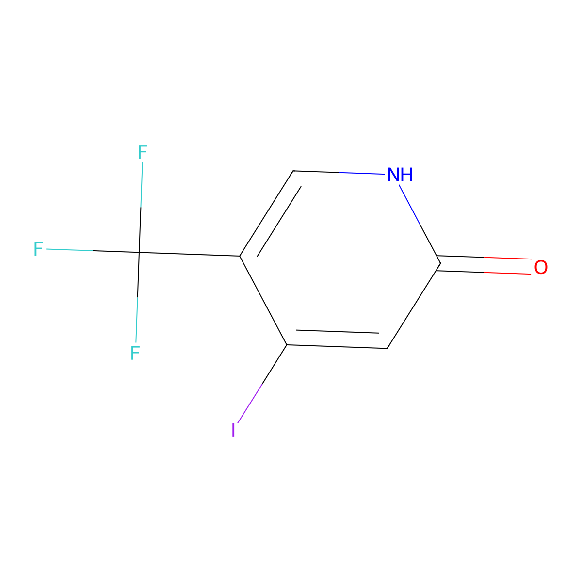 4-Iodo-5-(trifluoromethyl)pyridin-2-ol molecular structure, CAS 1227601-04-8