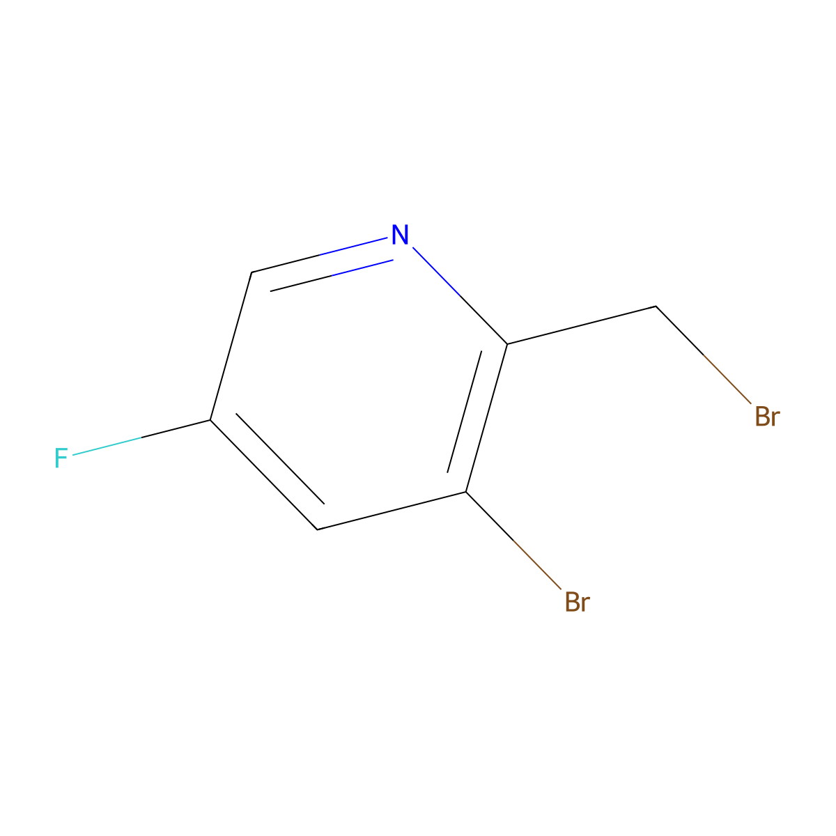 3-Bromo-2-(bromomethyl)-5-fluoropyridine molecular structure, CAS 1227603-13-5