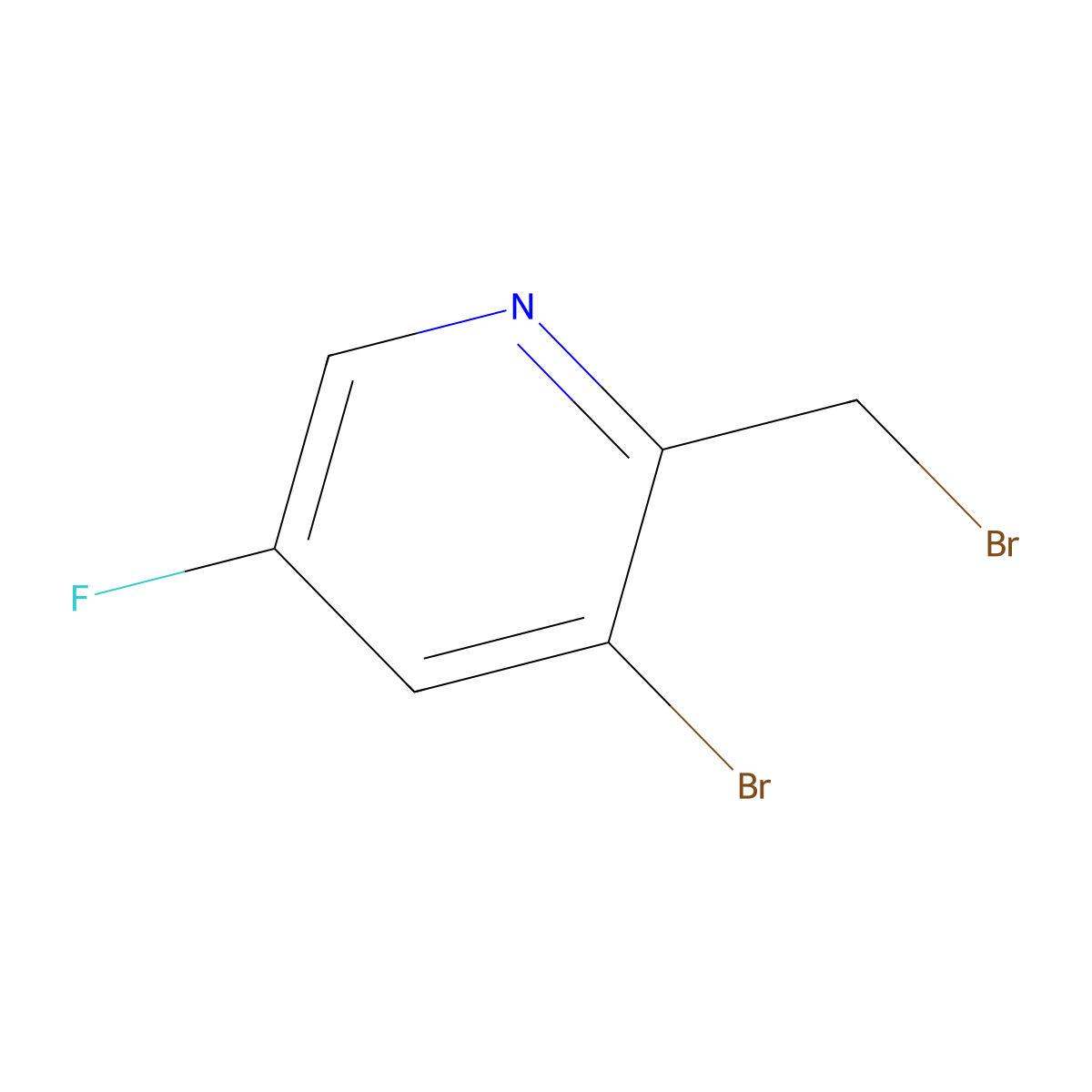 3-Bromo-2-(bromomethyl)-5-fluoropyridine molecular structure, CAS 1227603-13-5