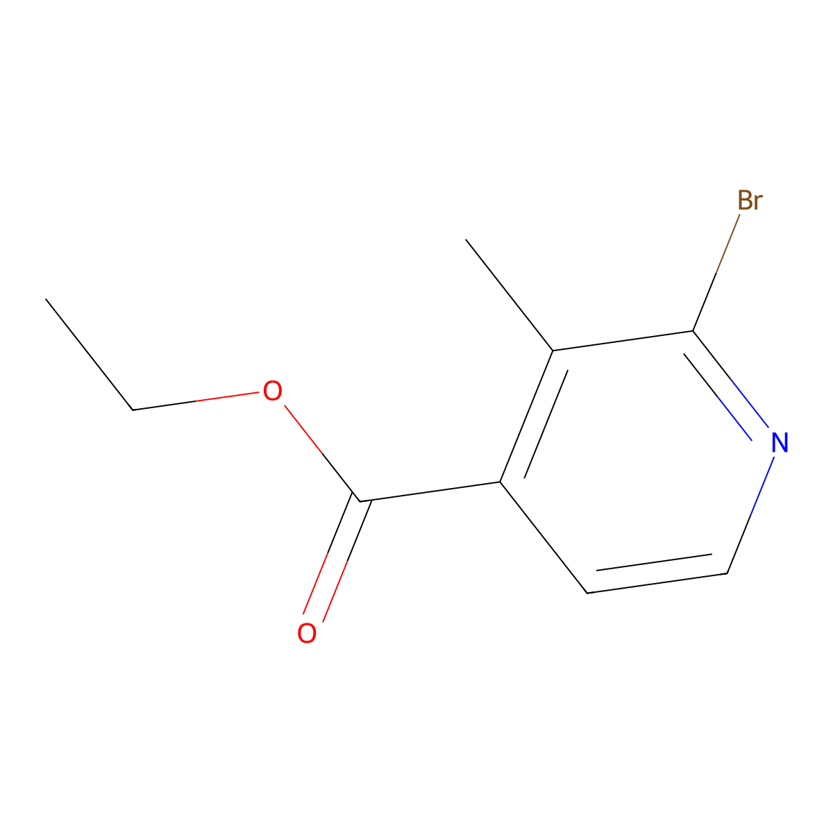 Ethyl 2-bromo-3-methylisonicotinate molecular structure, CAS 1227603-15-7