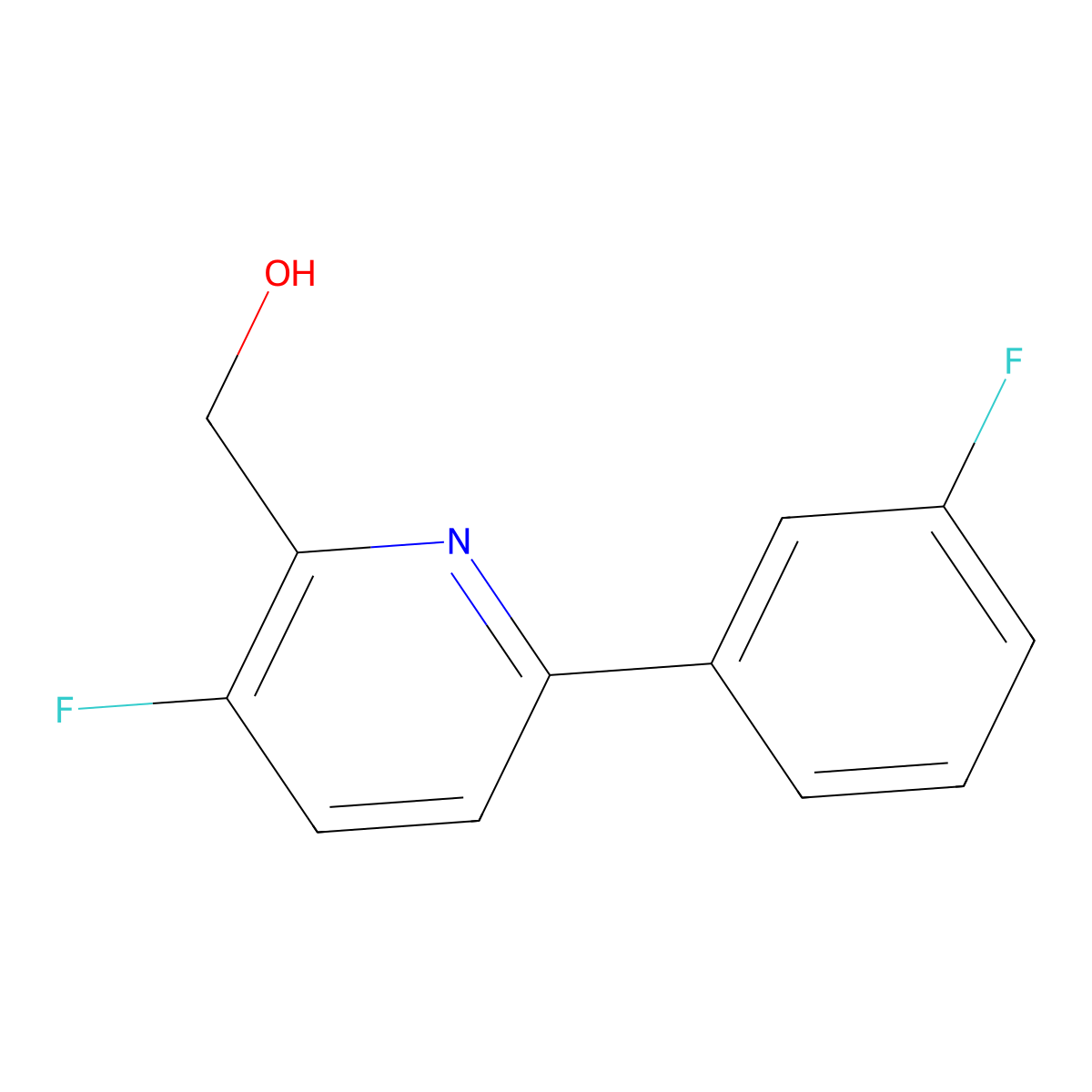 (3-Fluoro-6-(3-fluorophenyl)pyridin-2-yl)methanol molecular structure, CAS 1227603-50-0