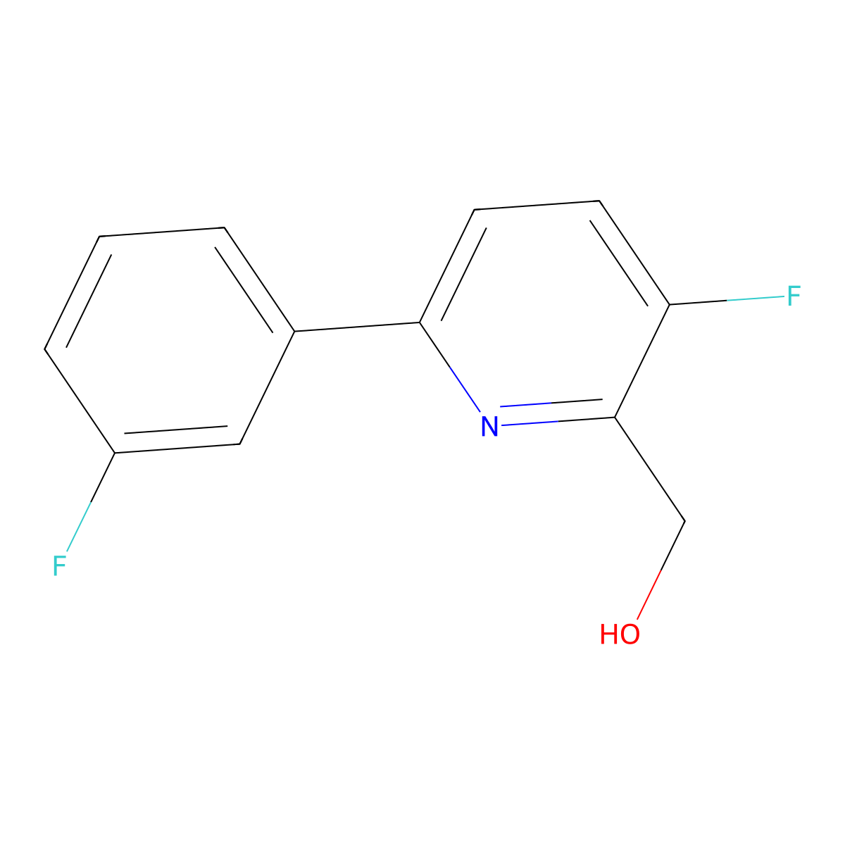 (3-Fluoro-6-(3-fluorophenyl)pyridin-2-yl)methanol molecular structure, CAS 1227603-50-0
