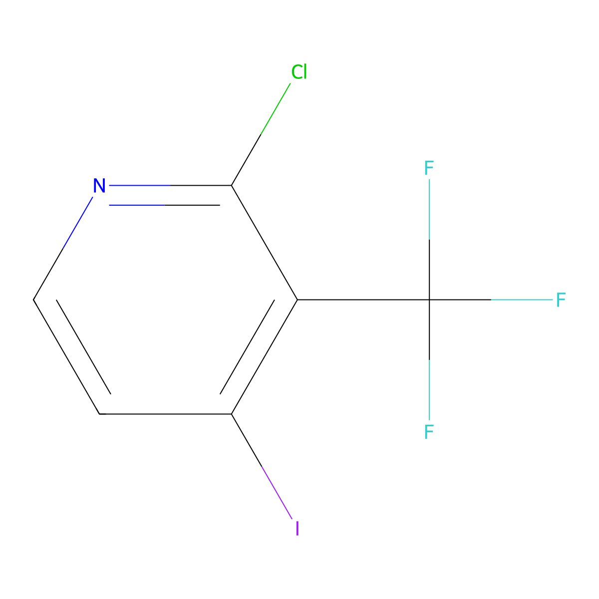 2-Chloro-4-iodo-3-(trifluoromethyl)pyridine molecular structure, CAS 1227603-55-5