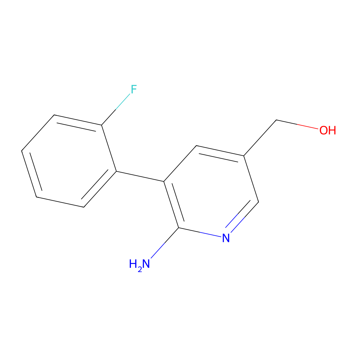 6-Amino-5-(2-fluorophenyl)-3-pyridinemethanol molecular structure, CAS 1227604-22-9