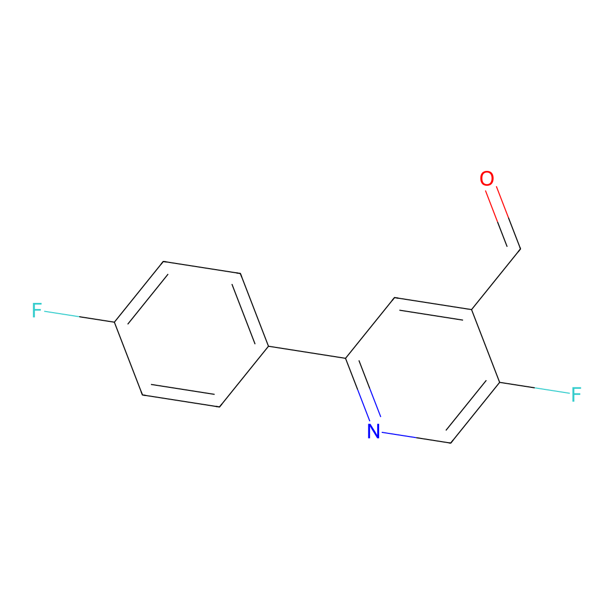 5-Fluoro-2-(4-fluorophenyl)isonicotinaldehyde molecular structure, CAS 1227605-59-5