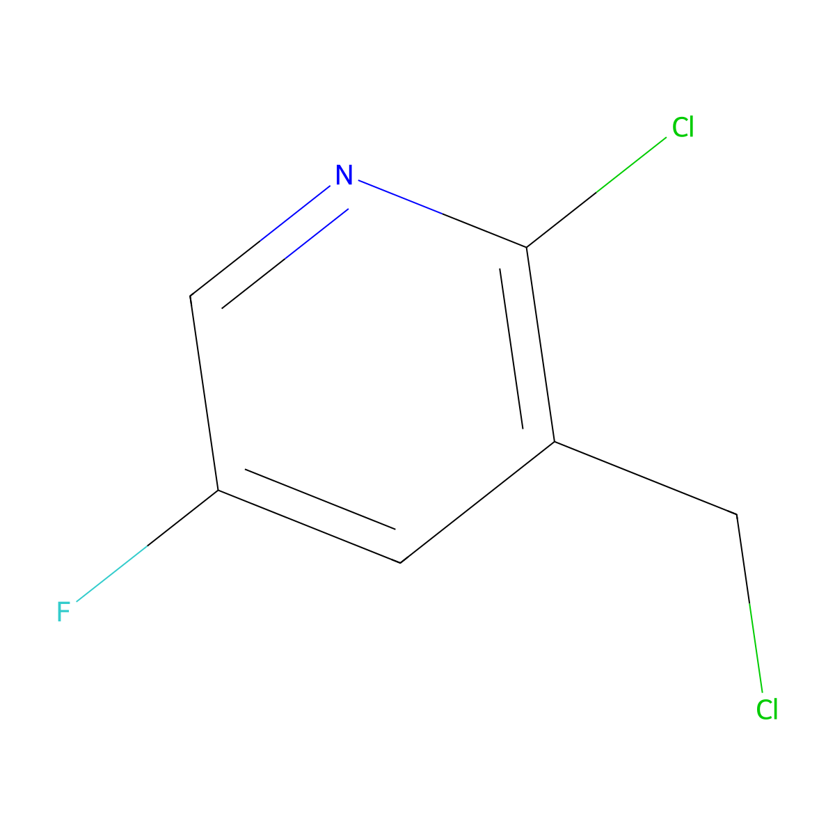 2-Chloro-3-(chloromethyl)-5-fluoropyridine molecular structure, CAS 1227606-13-4