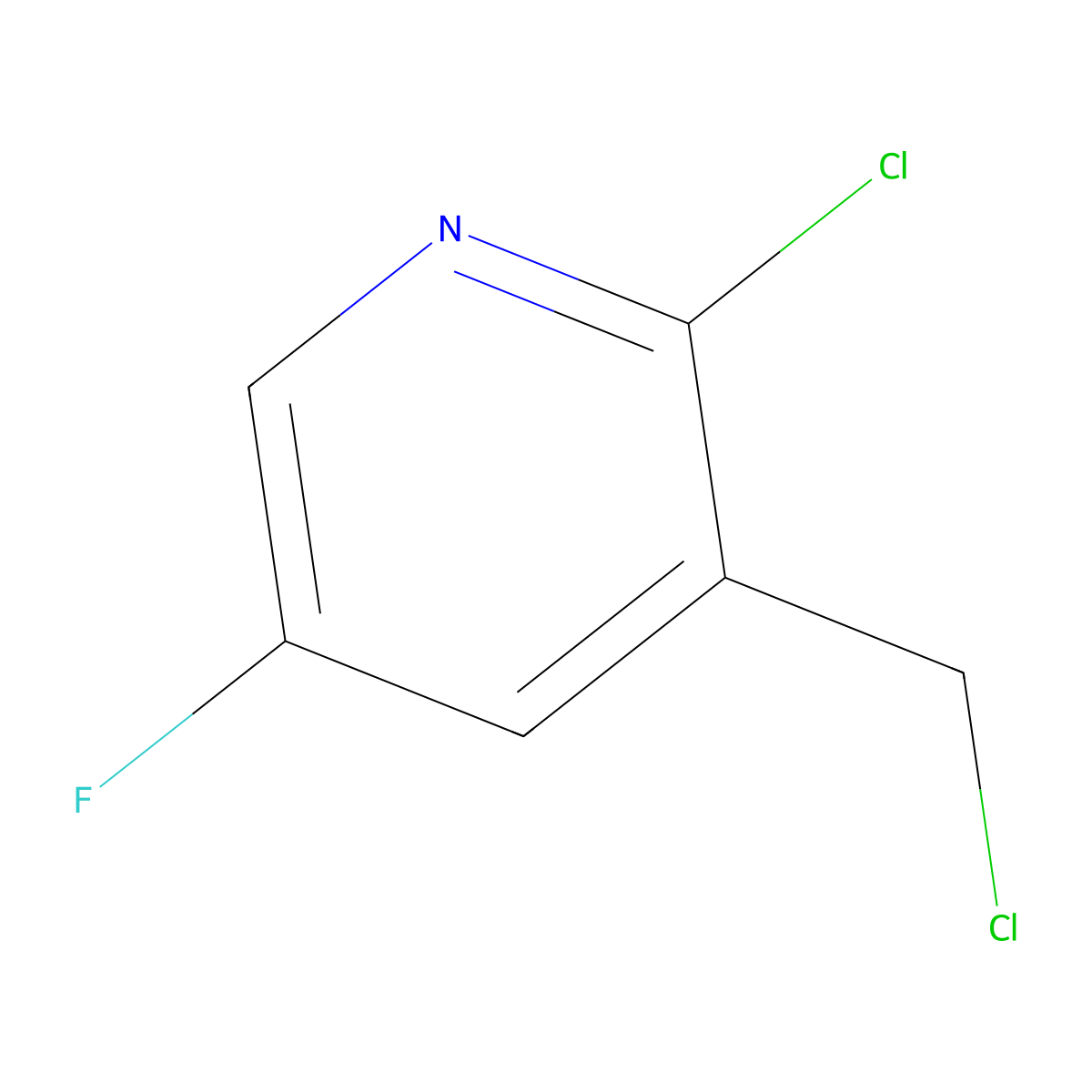 2-Chloro-3-(chloromethyl)-5-fluoropyridine molecular structure, CAS 1227606-13-4