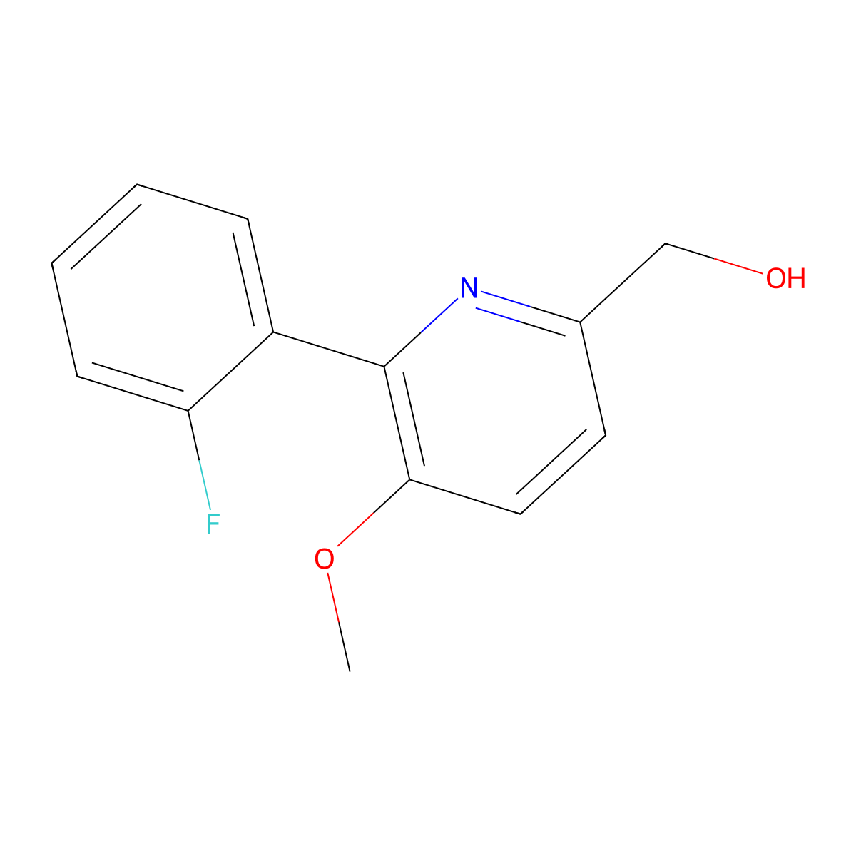 6-(2-Fluorophenyl)-5-methoxy-2-pyridinemethanol molecular structure, CAS 1227606-37-2