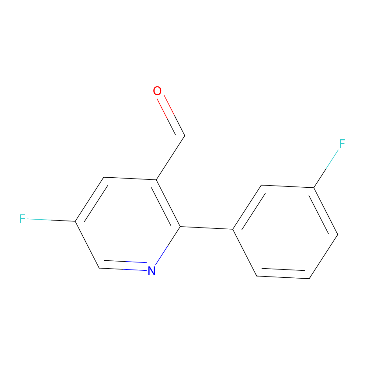 5-Fluoro-2-(3-fluorophenyl)-3-pyridinecarboxaldehyde molecular structure, CAS 1227606-68-9