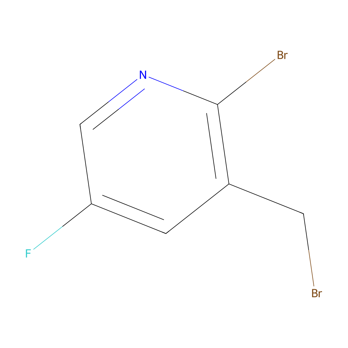 2-Bromo-3-(bromomethyl)-5-fluoropyridine molecular structure, CAS 1227606-80-5
