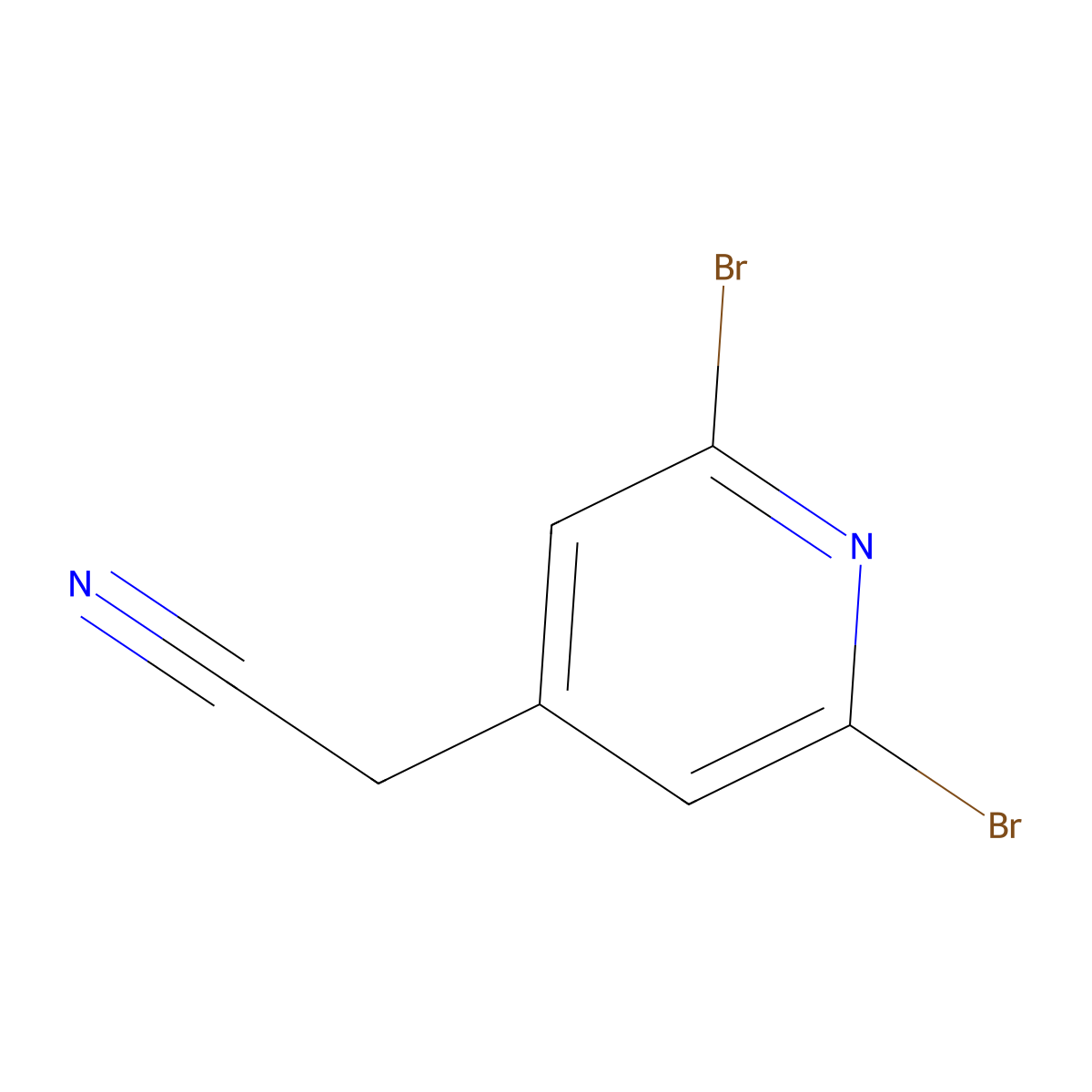2-(2,6-Dibromopyridin-4-yl)acetonitrile molecular structure, CAS 1227606-90-7