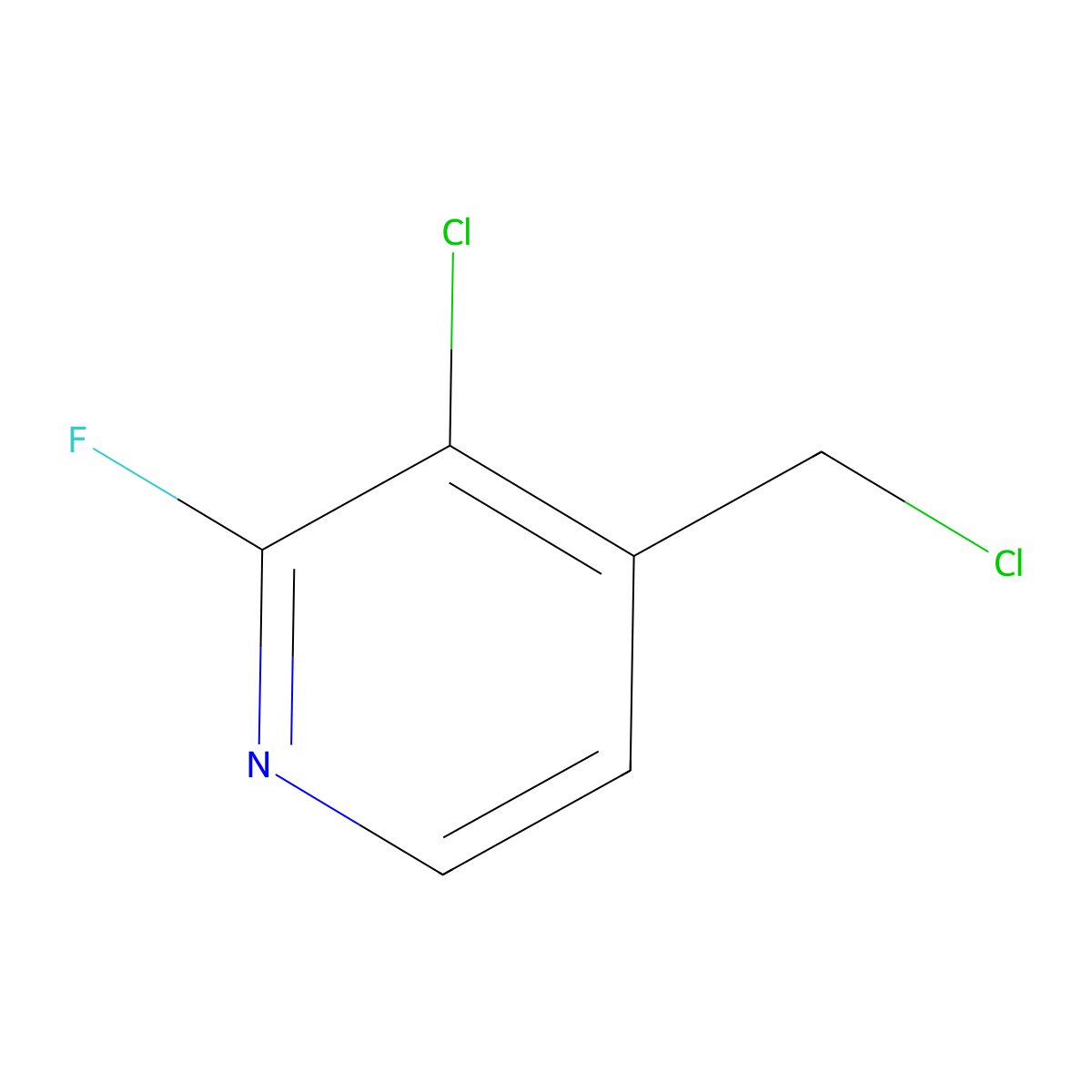 3-Chloro-4-(chloromethyl)-2-fluoropyridine molecular structure, CAS 1227606-96-3