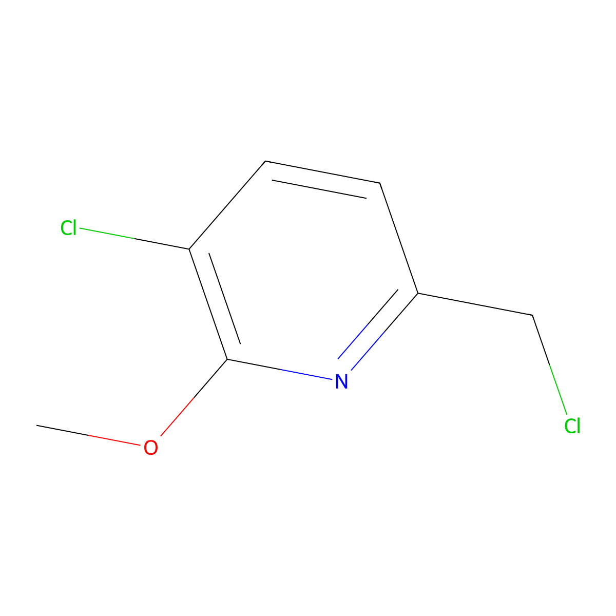 3-Chloro-6-(chloromethyl)-2-methoxypyridine molecular structure, CAS 1227607-10-4