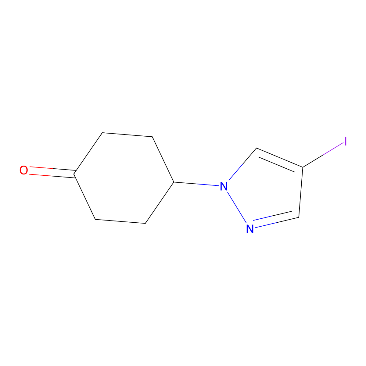 4-(4-iodo-1H-pyrazol-1-yl)cyclohexanone molecular structure, CAS 1227611-94-0