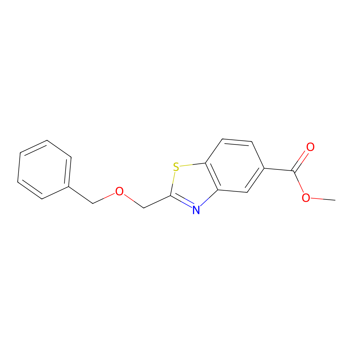 Methyl 2-[(benzyloxy)methyl]-1,3-benzothiazole-5-carboxylate molecular structure, CAS 1227629-19-7