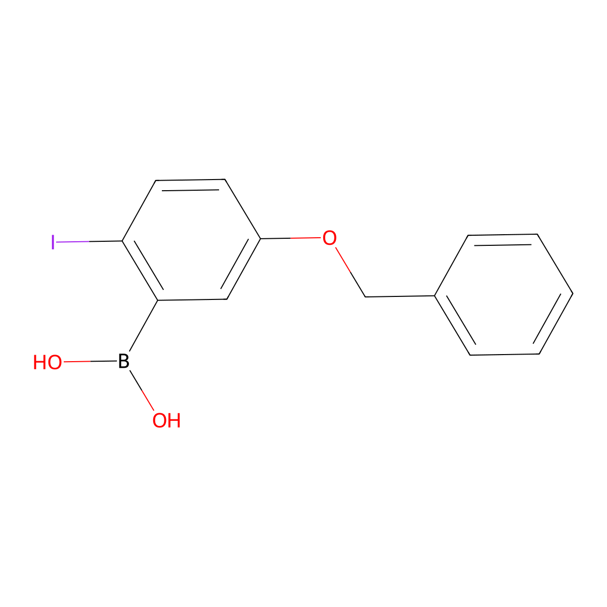 2-Iodo-5-(phenylmethoxy)phenylboronic acid molecular structure, CAS 1227633-14-8