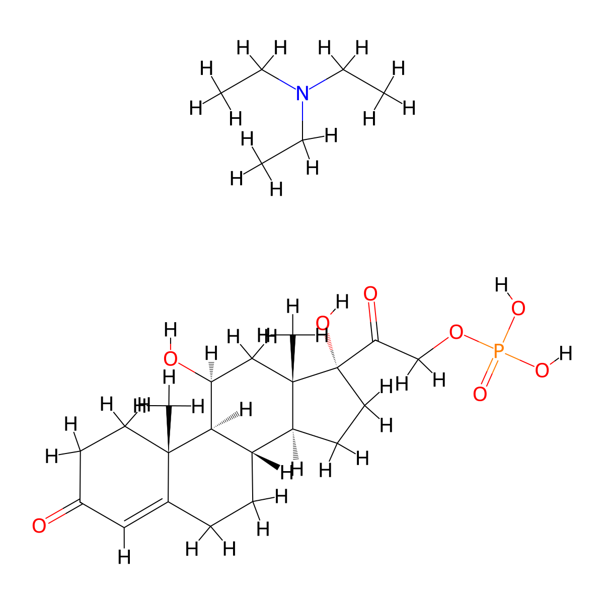 Hydrocortisone phosphate triethylamine molecular structure, CAS 122764-80-1