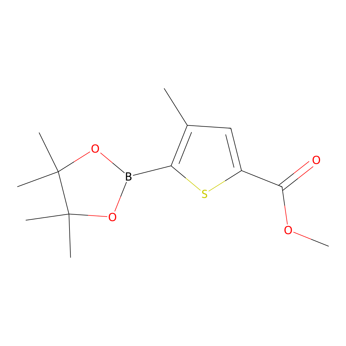 Methyl 4-methyl-5-(4,4,5,5-tetramethyl-1,3,2-dioxaborolan-2-yl)thiophene-2-carboxylate molecular structure, CAS 1227664-25-6