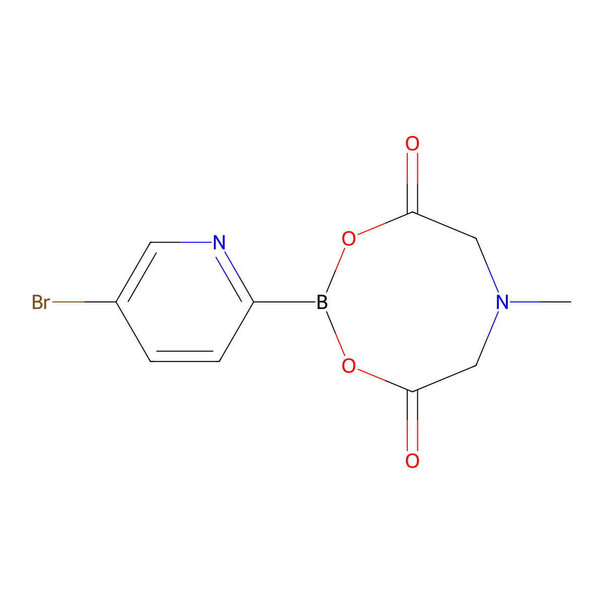 2-(5-Bromopyridin-2-YL)-6-methyl-1,3,6,2-dioxazaborocane-4,8-dione molecular structure, CAS 1227700-50-6