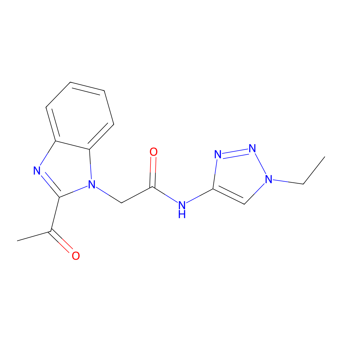 2-Acetyl-N-(1-ethyl-1H-1,2,3-triazol-4-yl)-1H-benzimidazole-1-acetamide molecular structure, CAS 1227703-22-1