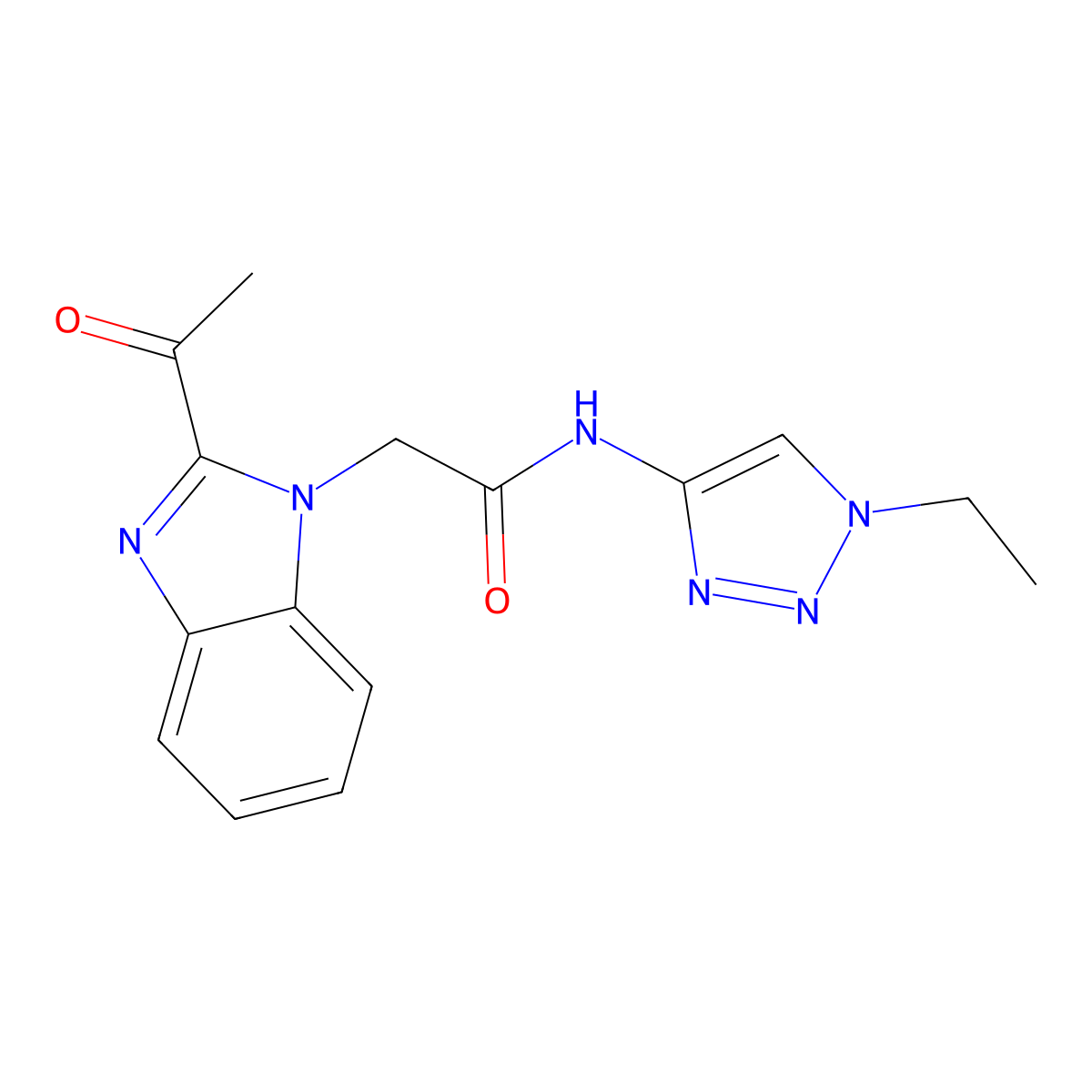 2-Acetyl-N-(1-ethyl-1H-1,2,3-triazol-4-yl)-1H-benzimidazole-1-acetamide molecular structure, CAS 1227703-22-1
