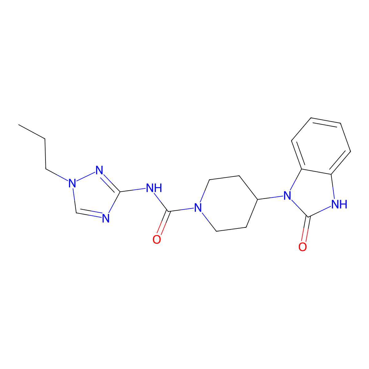 4-(2-oxo-2,3-dihydro-1H-benzimidazol-1-yl)-N-(1-propyl-1H-1,2,4-triazol-3-yl)piperidine-1-carboxamide molecular structure, CAS 1227705-24-9
