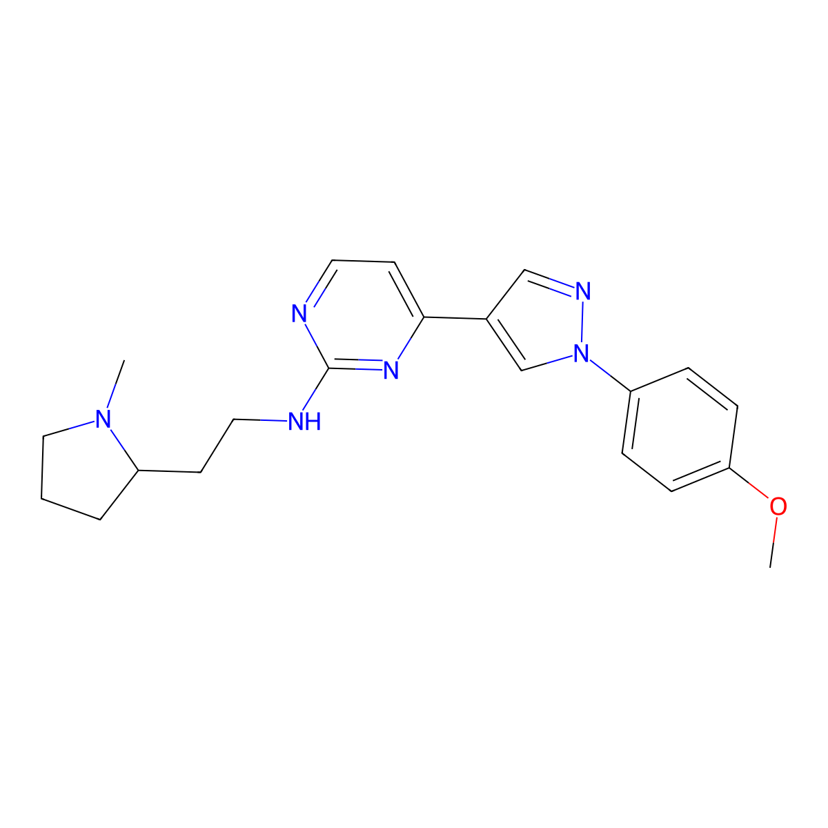 4-(1-(4-Methoxyphenyl)-1H-pyrazol-4-yl)-N-(2-(1-methylpyrrolidin-2-yl)ethyl)pyrimidin-2-amine molecular structure, CAS 1227719-84-7