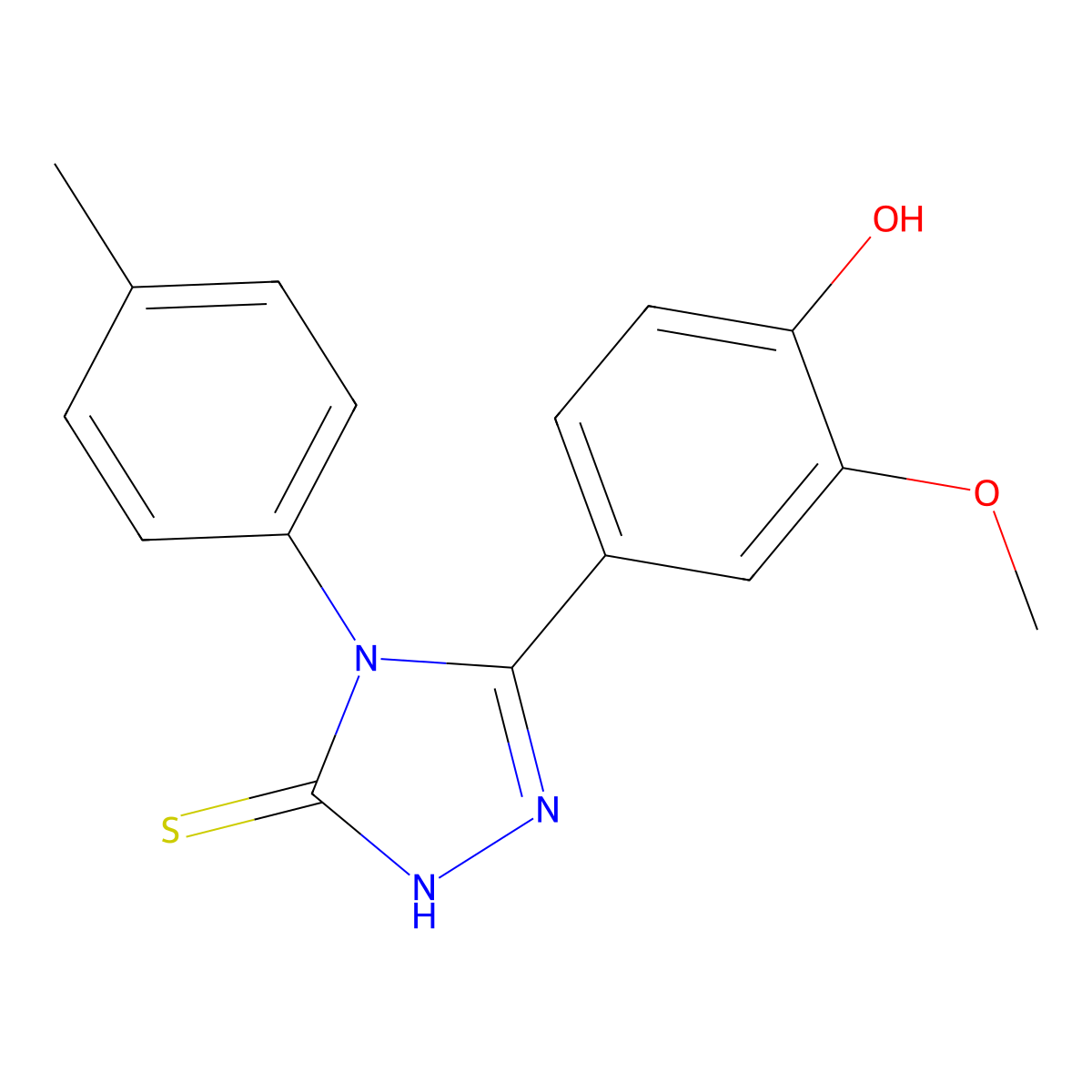 5-(4-Hydroxy-3-methoxyphenyl)-4-(p-tolyl)-2,4-dihydro-3H-1,2,4-triazole-3-thione molecular structure, CAS 122772-16-1