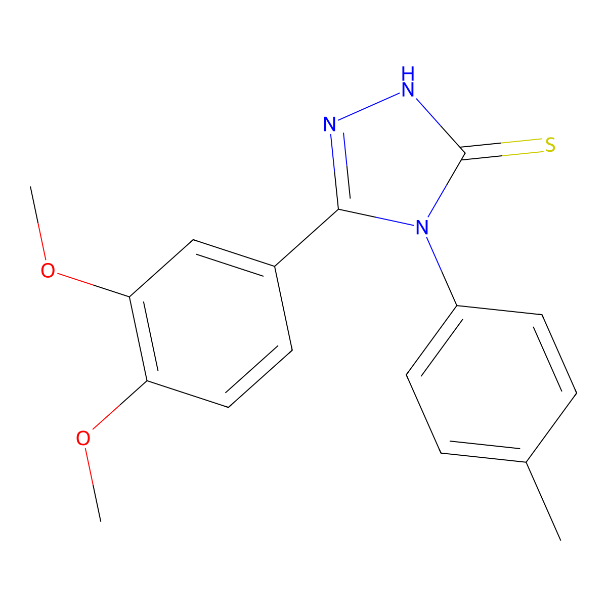 5-(3,4-Dimethoxyphenyl)-2,4-dihydro-4-(4-methylphenyl)-3H-1,2,4-triazole-3-thione molecular structure, CAS 122772-22-9