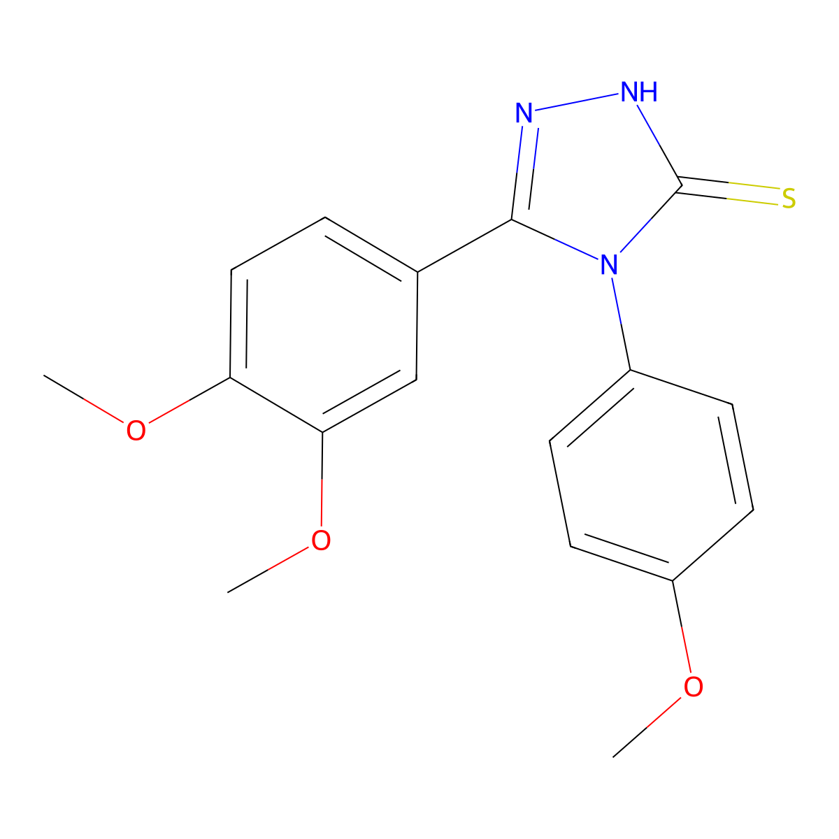 3-(3,4-dimethoxyphenyl)-4-(4-methoxyphenyl)-1H-1,2,4-triazole-5-thione molecular structure, CAS 122772-23-0