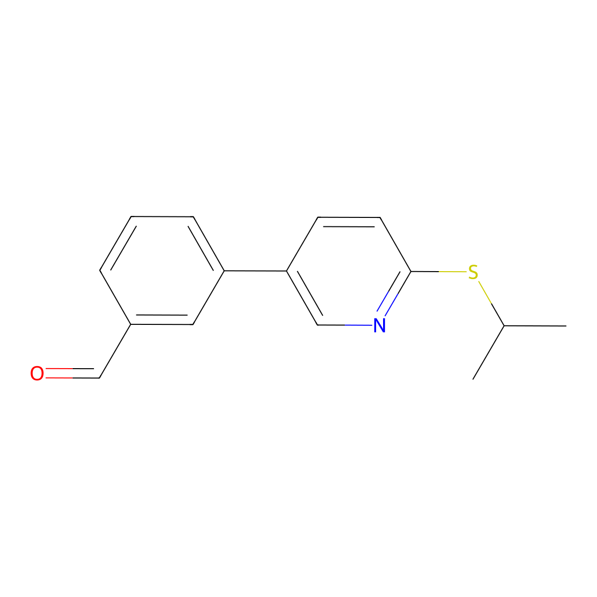 3-[6-[(1-Methylethyl)thio]-3-pyridinyl]benzaldehyde molecular structure, CAS 1227720-28-6